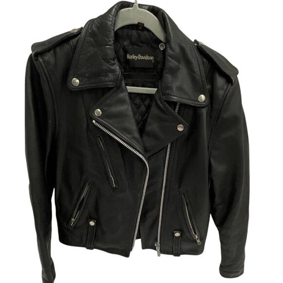 Vintage 1990s Harley-Davidson Women’s Leather Moto Jacket American Made Size 32W - Picture 3 of 10